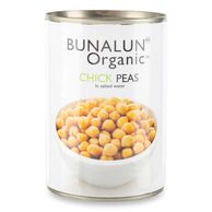 Cooking Chick Peas In Salted Water 400g (240g Drained) Bunalun Organic